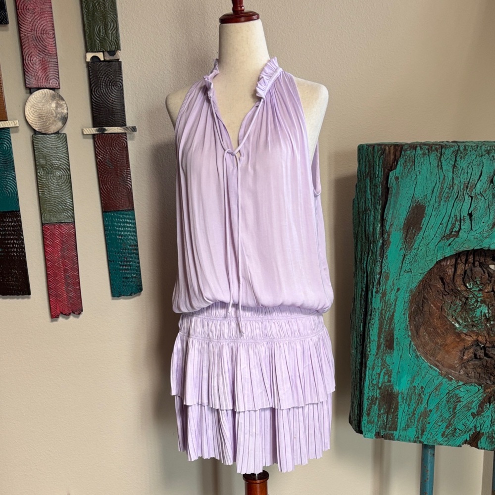 Lavender Mini Dress with Ruffles Medium
